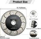 SHDIATOOL 5-Inch Diamond Cutting Disc, Granite Turbo Cutting Wheel, Saw Blades Two-in-One Design Cut Grind Sharpen Marble Concrete and Bricks