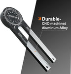 Mecurate Aluminum Miter Saw Protractor, 7.3-Inch Angle Finder Featuring Precision Laser Engraved Scales Woodworking Lightning Measure Tool with 360 Degree Rotation Function for Carpenters