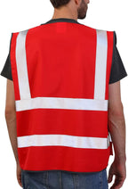 Dib Safety Reflective Vest High Visibility with Pockets and Zipper, Red 4XL