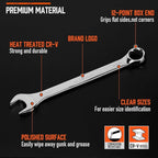 HORUSDY 11-Piece Sae Wrench Set | Combination Wrench Set with Organizer | 12 Point | 1/4" - 3/4" | Chrome Vanadium Steel