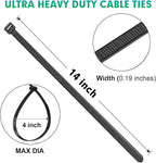 Zip Ties, RAZCC 1200pcs Black Cable Zip Ties 14 Inch, Heavy Duty Plastic Wire Ties with 70lb Tensile Strength, Self-Locking Black Nylon Tie Wraps for Indoor and Outdoor