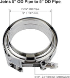 5 inch V Band Clamp - 2 sets of Quick Release Vband Exhaust Clamp with Flange Stainless Steel for Automotive exhaust system, turbocharger, downpipe and mufflers (5" - 2 Pack)