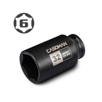 CASOMAN 1/2" Drive x 32 mm Deep 6 PT Impact Socket, CR-MO, 1/2-inch Drive 6 Point Axle Nut Socket for Easy Removal of Axle Shaft Nuts (32MM)