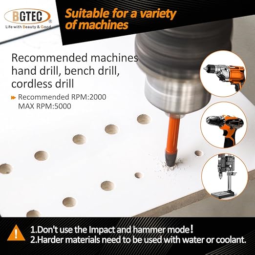 Carbide Tip Drill Bit-BGTEC Wood Drill Bits, 10pcs Round Shank 3/16"*2+1/4"*4+5/16"*2+3/8"+1/2" Cross Hard Alloy Drill Bits for Wood Plastic Masonry Brick