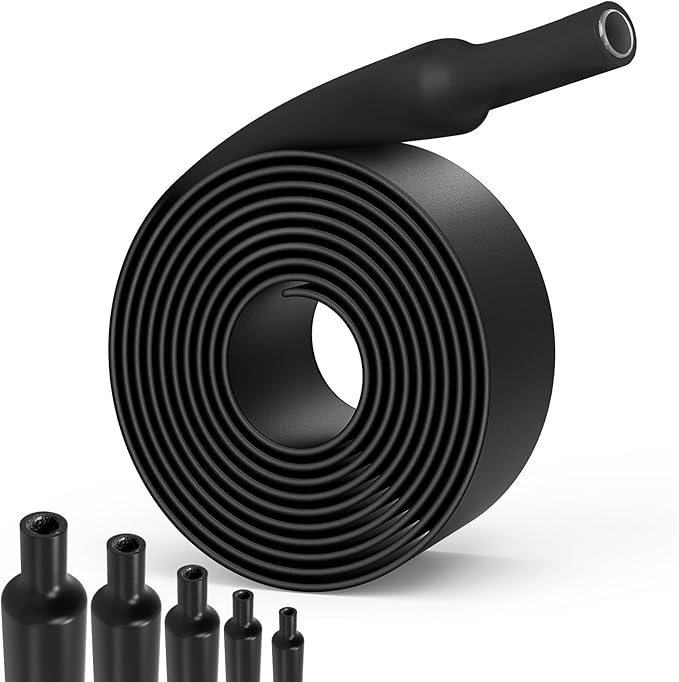 Lsnisni 3:1 Heat Shrink Tubing Ø5/8inch ＆ 3/4inch 20ft, Marine Grade Waterproof, Dual Wall Adhesive Lined, Heat-Shrink Tubing Black (Ø5/8” 20ft)
