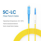 1m(3ft) OS2 SC/LC to SC/LC Fiber Patch Cable Single Mode Fiber,9/125µm OD 3.0mm Cable Diameter Fiber Optic Cable