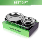Magnetic Tray 4-Piece, Large Magnetic Parts Tray and Round Magnetic Parts Tray Set, Stainless Steel Heavy Duty 9.5" W x 5.5''L Square and 6" 4" 3"Round Tools Tray