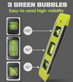 Level & Tool Magnetic Aluminum Reinforced Torpedo Level, 9", Green (2PCS)