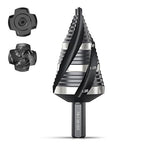 THINKWORK Four Spiral Flute Step Drill Bit, HSS Step Drill Bit3/16-1-3/8 (3 Popular Sizes) Unibit Step Drill Bit, 1/4" Shank Step Bits for Aluminum, Wood, Plastic, Metal
