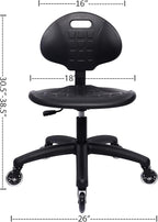 Chair Master Table Height Chair/Stool-Easy to Clean! Deluxe Ergonomic Polyurethane Chair. 5" of Height Adj (16.5"-21.5") 450 lb Capacity. Automotive, Lab, Garage, Home, Office (Rubber Roller, Black)