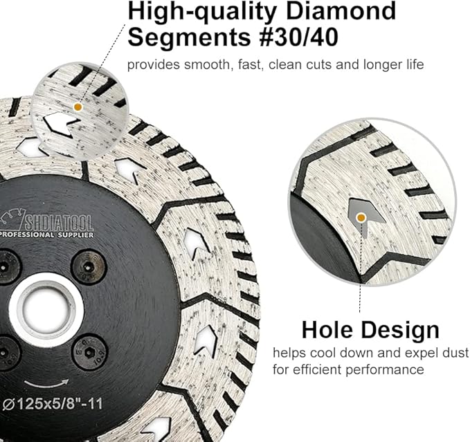 SHDIATOOL 9 Inch Granite Turbo Cutting Blades Two-in-One Design Cut Grind Sharpen Marble Concrete and Bricks(2-Pack)