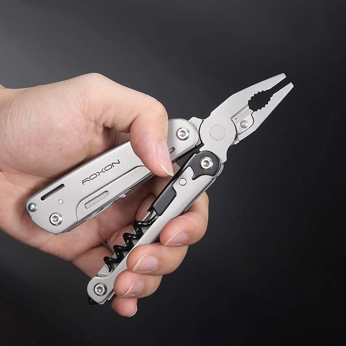 ROXON S801S STORM 19 in 1 multitool pliers EDC for Camping, Outdoor with Lockable Saw Blade with Nylon Case (S801S)