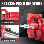 UPG 5-Inch Terminal Location Bench Vise with Ductile Iron Bench Vise 360° Multi-Purpose Bench Vice with Anvil, Clamp force 8800lbs, Red