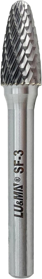 SF-3 Tungsten Carbide Burr Tree Shape Radius End Double Cut Rotary Burr File with 1/4'' Shank, 1pc by LU&MN