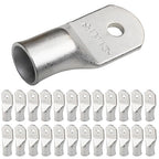 SELTERM 25pcs 4/0 AWG 1/4" Stud Marine Grade Tinned Copper Battery Cable Lugs, 0000 Gauge Ring Terminals, UL Wire Lugs Electrical Battery Cable Ends, Tinned Copper Lugs Battery Terminal Connectors
