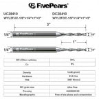 FivePears Up&Down Cut Spiral Router Bits Set for CNC, 1/8 inch Cutting Diameter and 1 inch Cutting Length 1/4 inch Shank Carbide End Mill Router Bit for Wood Carving Engraving Grinding Grooving