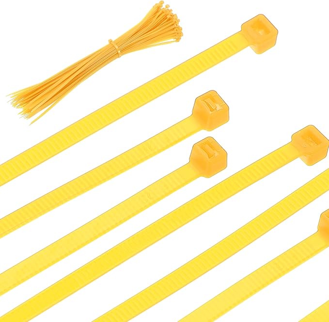 PATIKIL Cable Zip Ties 14 Inch, 100 Pcs Self-Locking Nylon Wire Tie Wraps Heavy Duty Cord Management with 50 lbs Tensile Strength for Indoor and Outdoor, Yellow (0.2" W)