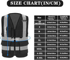 Black reflective safety vest for men