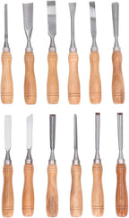 Cunyuer 12 PCS Wood Carving Tools, 60CRV Blade Wood Chisel Sets with Wooden Case, Woodworking Chisel for DIY Handicrafts