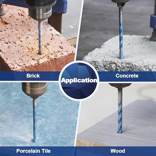 Carbide Drill Bit Set - Dry Drill Bit Set for Masonry, Concrete, Bricks, Wood, Plastic etc(8MM*5Quick-fit Shank)