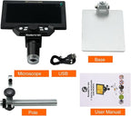 Koolertron 7" LCD Digital Microscope 12MP 1-1200X Magnification - Handheld USB Microscope Camera with 32GB TF Card, 8 Adjustable LED Lights & Rechargeable Battery - Portable for Coin/PCB/Insect/Rock