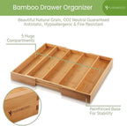 Bamboo Drawer Organizer, 2 Pack - Expandable Silverware Organizer & Utensil Drawer Organizer, Cutlery Tray with Dividers, 7-9 Slots - Premium Kitchen Organizer for Utensils & Flatware (Natural)
