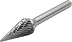 LU&MN SM-5 Tungsten Carbide Burr Rotary File 25 Degree Pointed Cone Shape Double Cut with 1/4''Shank for Die Grinder Drill Bit, 1/4'' Diameter of Shank, 1/2'' Diameter of Cutter 1'' Cutter Length