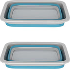 Set of 2 Multipurpose Wash Bins – 10-Liter Basins for Camping, Parties, or Cleaning – Collapsible Bucket Set by Wakeman (Blue)