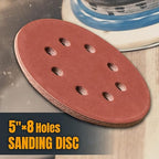 POWERTEC 25PK, 120 Grits, Sanding Discs 5 Inch - Hook and Loop, 5 Inch 8 Hole Aluminum Oxide Sandpaper Discs, Woodworking Sanding Pads for Random Orbital, Palm, Air, DA & Pneumatic Sander (45012)