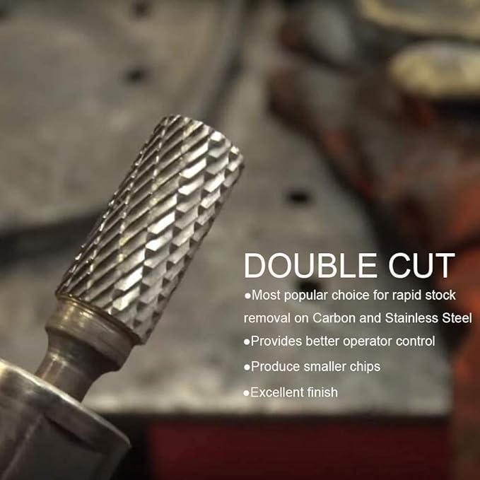 Carbide Burr Set 1/4" Shank SA-5 Die Grinder Bits Tungsten Double Cut Burr Bits (1/2" Cutter Dia X 1" Cutter Length) for Die Grinder Kits Metal Grinding Drilling Polishing (3pcs)