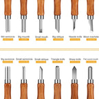 Wood Carving Tools, Adevena 12 set SK2 Carbon Steel Sculpting Knife Kit for Beginners & Professions