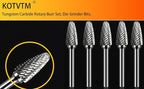 Carbide Burr Set 1/4" Shank SF-5 Die Grinder Bits Tungsten Double Cut Burr Bits (1/2" Cutter Dia X 1" Cutter Length) for Die Grinder Kits Metal Grinding Drilling Polishing (5pcs)