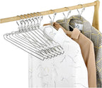 16.5” Wire Hanger 4mm Lockable Hangers 20Pack Stainless Steel Slim Thin Heavy Duty Windproof Lock Hook Metal Space Saving Clothes Hotel Hangers for RV Silver (20)