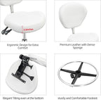 Grace&Grace Drafting Chair Adjustable Tall Shop Stool, Rolling Chair with Backrest and Footrest for Computer, Studio, Workshop, Classroom, Lab, Counter, Home Office (White)
