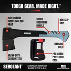 Camping Hatchet SGT-14 Inch, Camp Axe Survival Hatchet Tactical Outdoor Camping Axe w High Carbon Steel Blade, Lightweight Fiberglass Handle, and Compact Portable Design and Carrying Case.