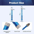 Diamond Drill Bit - BRSCHNITT 10pcs 1/4 inch Masonry Drill Bits Set for Porcelain Tile Ceramic Stone Granite Marble,Hex Shank Diamond Hole Saw Drill Bit