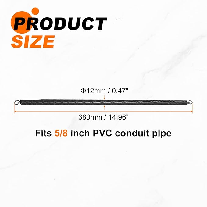 HARFINGTON 2pcs PVC Spring Tube Bender 12mm OD 380mm Long A Type Conduit Pipe Bender Bending Spring for Pipe Bending Devices in Home Hydropower, Black