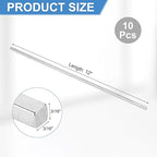 uxcell 10Pcs Square Steel Key Stock, 3/16" x 3/16" x 12" Cold-Drawn 45# Steel Bars Precision Key Stock for Gearbox Coupling, Silver Tone