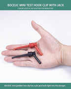 Mini Grabber with 4MM Banana Jack, Mini Test Hook Clips for Multimeter Leads Push on Probe(2PCS)