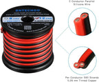 BNTECHGO 12 Gauge Flexible 2 Conductor Parallel Silicone Wire Spool Red Black High Resistant 200 deg C 600V for Single Color LED Strip Extension Cable Cord,Model,25ft Stranded Tinned Copper Wire