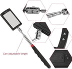 Telescoping Lighted Inspection Mirror，Telescoping LED Lighted Flexible Inspection Mirror 360 Swivel for Extra Viewing