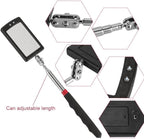 Telescoping Inspection Mirror Mechanics Mirror with 2 LED Lighted, Mirror on a Stick Handle Tool for Checking Observing Vehicle Small Parts,Present for Christmas, Birthday Everyday Carry (2 PCS)