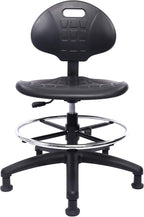 Chair Master (Medium Bench Stool, Glides Easy to Clean! Ergonomic Polyurethane Stool. Seat Height Range 18"-26". Adjustable Footring. for Home Office Lab Workstation