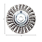 Benchmark Abrasives 6" x 5/8" Standard Twist Knot Wire Wheel with Arbor 5/8"-11 Thread for Weld Cleaning, Weld Spatter Removal, Stripping, Use with Angle Grinders - Carbon Steel