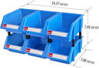 Small parts organizer hardware storage bins tool organizer plastic stackable storage bins for screws,bolts,drivers(Blue,Pack of 6)