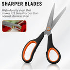 Scissors, 3-Pack Titanium Coated Non-Stick Scissors (8.5’’, 7.5’’, 5.5’’) - Premium All-Purpose Cutting Tools for Craft, Office & Home Use