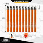 Carbide Tip Drill Bit-BGTEC Wood Drill Bits, 10pcs Round Shank 1/4" Cross Hard Alloy Drill Bits for Wood Plastic Masonry Brick