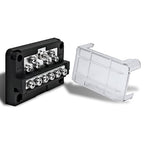True Mods 12-Way Modular Ground Terminal Block [Expand with Up to 12 Fuses] [Protective Cover] [Copper Bus Bar] Negative Power Distribution Busbar for Truck Marine Boat Automotive Motorcycle UTV ATV