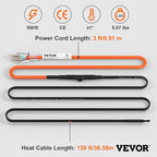 VEVOR Self-Regulating Pipe Heating Cable, 120-feet 5W/ft Heat Tape for Pipes Freeze Protection, Protects PVC Hose, Metal and Plastic Pipe from Freezing, 120V