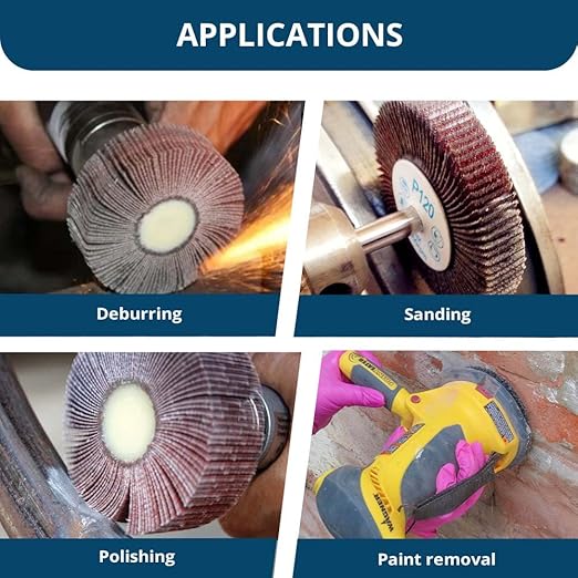 Benchmark Abrasives 2" x 1" Aluminum Oxide Flap Wheel with 1/4" Shank Mounted, Perfect for Woodworking Grinding Polishing Rust Paint Removal (10 Pack) - 60 Grit